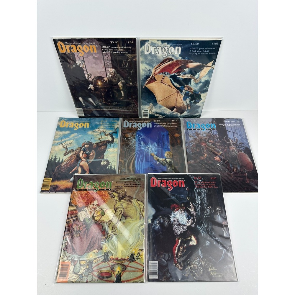 Dragon Magazine Lot of 5 #84 #105 #108 #113 #129 AD&D D&D All Bagged Boarded